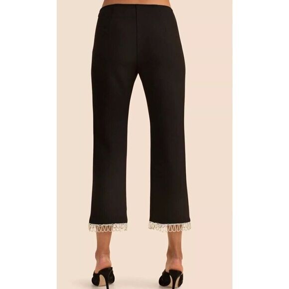Trina Turk black Rhinestone Hemmed Crop Ankle Pants Size 4 - Picture 4 of 8